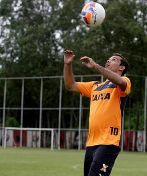 salvador, bahia / brazil - january 22, 2014: Leandro Domingues, midfielder of Esporte Clube Vitoria, seen in the city of Salvador.