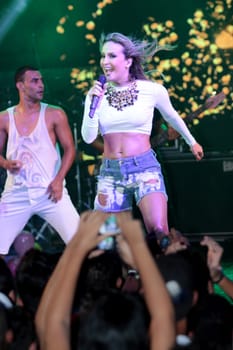 salvador, bahia / brazil - december 12, 2012: Claudia Leitte, singer is seen during a performance in the city of Salvador.