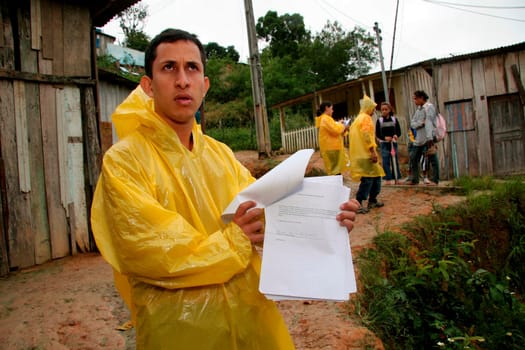 eunapolis, bahia / brazil - june 4, 2009: registration of houses in the area of landslide risk in the neighborhood of Pequi in the city of Eunapolis.