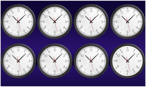 collection of world clock on abstract backgrounds