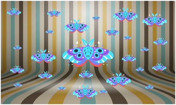 several beautiful butterflies on abstract backgrounds