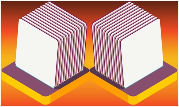 digital textile design of big boxes on abstract backgrounds