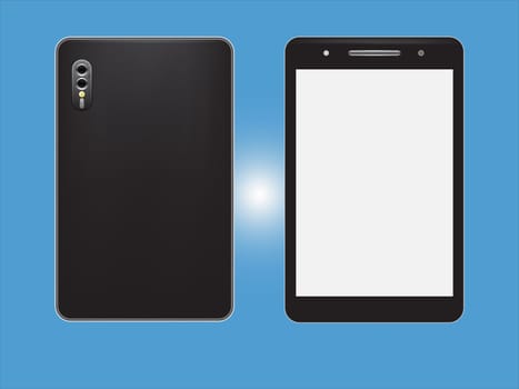 Realistic vector smart phones with cameraphone on white background