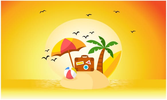beach and sand view during sunset with birds
