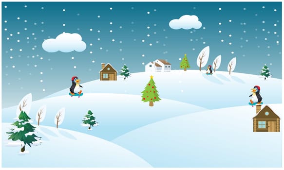 animals are playing in snow season