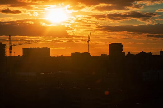 Evening photo of city, beauty summer sunset
