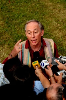 caravelas, bahia / brazil - june 5, 2009: Carlos Minc, Minister of the Environment of President Lula's government, is seen in the city of Caravelas.