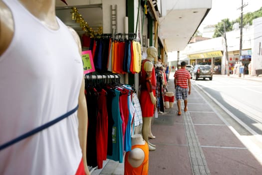 salvador, bahia, brazil - december 8, 2015: View of shops of J. J. Seabra Avenue (Baixa dos Sapateiros) in Salvador. Historical place of street commerce.