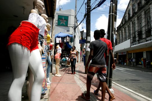 salvador, bahia, brazil - december 8, 2015: View of shops of J. J. Seabra Avenue (Baixa dos Sapateiros) in Salvador. Historical place of street commerce.