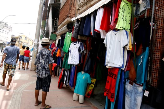 salvador, bahia, brazil - december 8, 2015: View of shops of J. J. Seabra Avenue (Baixa dos Sapateiros) in Salvador. Historical place of street commerce.
