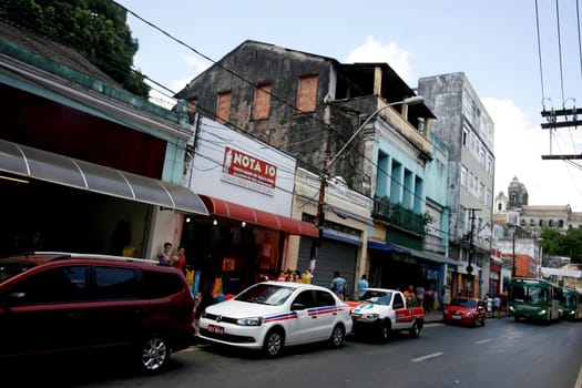 salvador, bahia, brazil - december 8, 2015: View of shops of J. J. Seabra Avenue (Baixa dos Sapateiros) in Salvador. Historical place of street commerce.
