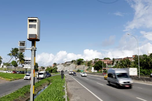salvador, bahia / brazil  - April 24, 2019: speed radar deployed on the BR 324 highway.