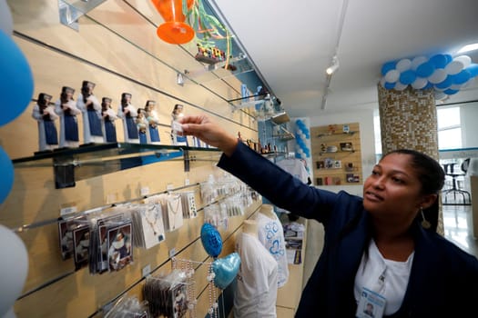 salvador, bahia / brazil August 12, 2019: Santa Dulce do Pobres souvenir shop in the Sanctuary of the nun....