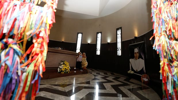 salvador, bahia / brazil - August 12, 2019: People are seen together at the tomb of Santa Dulce do Pobres, in the Sanctuary of the nun...