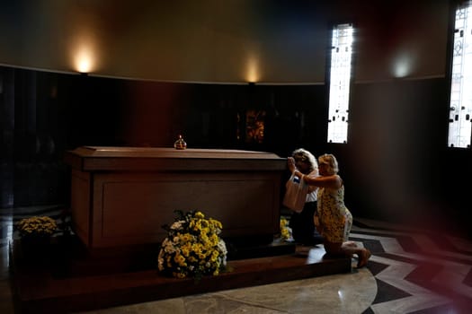 salvador, bahia / brazil - August 12, 2019: People are seen together at the tomb of Santa Dulce do Pobres, in the Sanctuary of the nun...