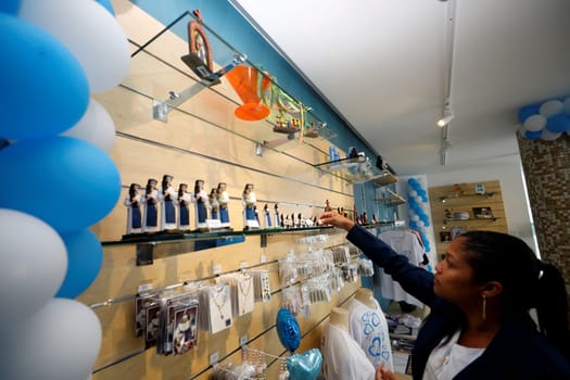 salvador, bahia / brazil August 12, 2019: Santa Dulce do Pobres souvenir shop in the Sanctuary of the nun....