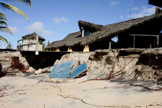 belmonte, bahia / brazil - july 19, 2009: destruction caused by seawater is seen under construction by the sea in the city of Belmonte.