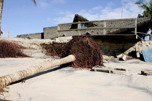 belmonte, bahia / brazil - july 19, 2009: destruction caused by seawater is seen under construction by the sea in the city of Belmonte.