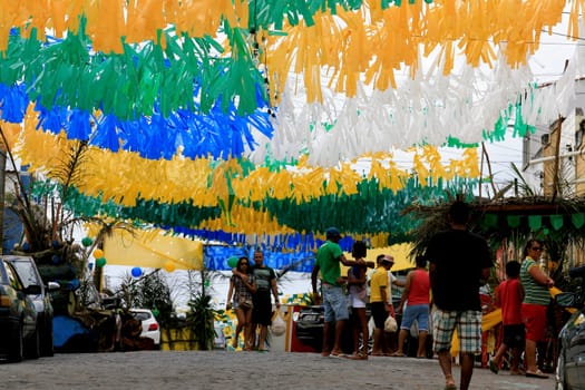 muritiba, bahia / brazil - june 23, 2014: decoration with banderolas is seen on a street in the city of Muritiba, during Sao Joao festivities.
