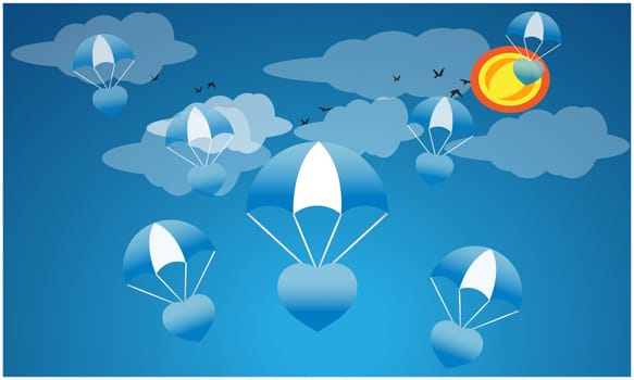 hot air balloons are flying in the sky in the morning