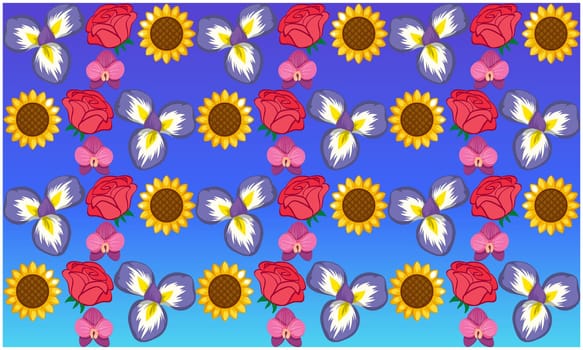 digital textile design of flowers and leaves art on abstract background