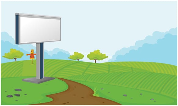 mock up illustration of empty bill board advertising on road side view