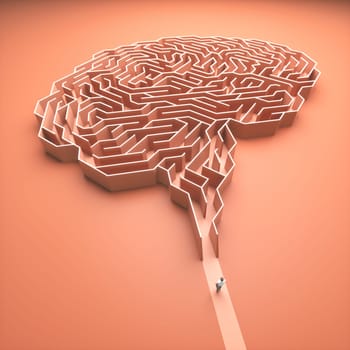 Brain shaped maze. Conceptual image of science and medicine. 3D illustration.