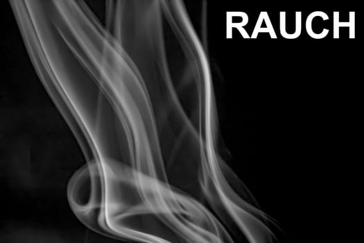 Concept dynamic smoke with RAUCH Lettering in german language in flow as Background