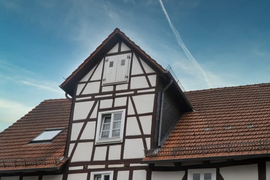 House gable of a half timbered House in Frankenberg, North Hesse, Germany