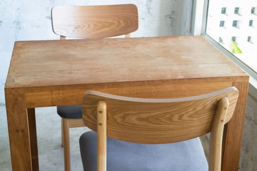 Interior classic wooden table and chairs, stock photo