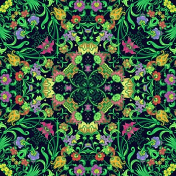 Vector abstract ethnic nature hand drawn ornamental background. Colorful seamless pattern