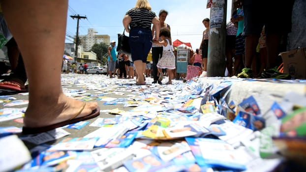 salvador, bahia / brazil - october 2, 2016: candidate disclosure pamphlet are seen during elections in the city of Salvador.