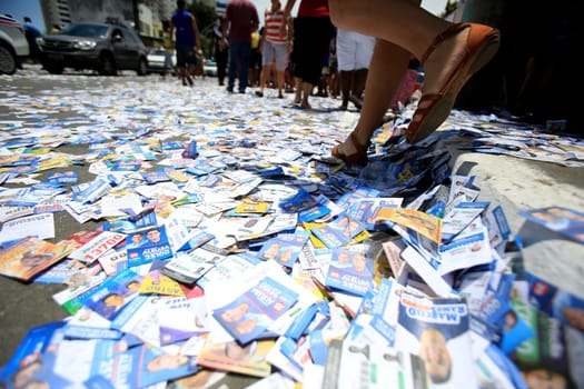 salvador, bahia / brazil - october 2, 2016: candidate disclosure pamphlet are seen during elections in the city of Salvador.