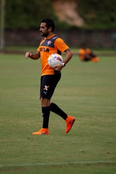 salvador, bahia / brazil - july 3, 2015: Escudero, a midfielder from Esporte Clube Vitoria is seen during the team's training at the Estadio Manuel Barradas in the city of Salvador.