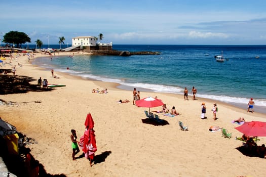 salvador, bahia / brazil - september 25, 2012: view of the Fort of Santa Maria, located in Porto da Barra in the city of Salvador.