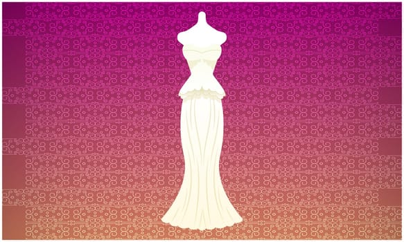 mock up illustration of wedding dress on abstract background