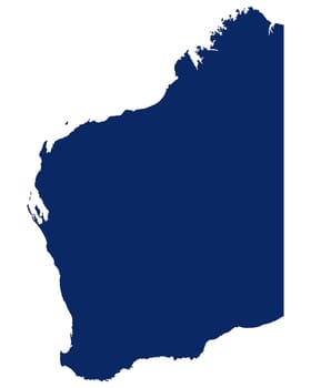 Karte von Western Australia in blauer Farbe