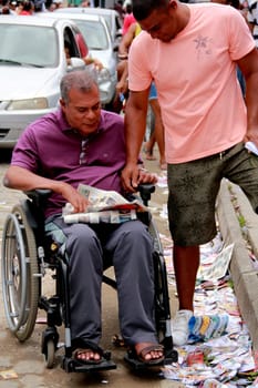 salvador, bahia / brazil - october 7, 2012: person using a wheelchair is seen in the city of Salvador......