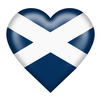 A Scotland flag heart button isolated on white with clipping path