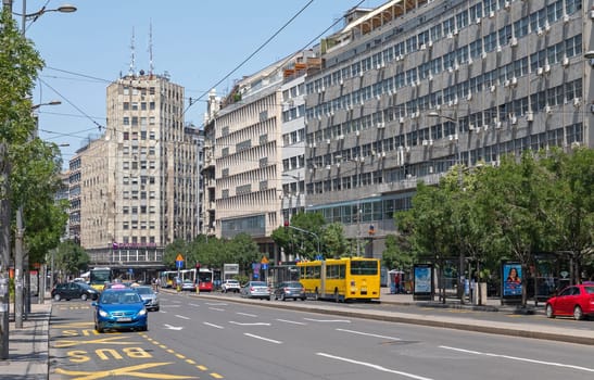 Belgrade, Serbia - June 30, 2019: Terazije Street City Center at Sunny Summer Day in Belgrade, Serbia.