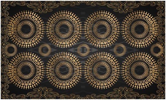 digital textile design of gold ornament art