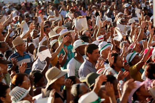 bom jesus da lapa, bahia / brazil - august 4, 2014: pilgrims are seen during a pilgrimage through the city of Bom Jesus da Lapa.