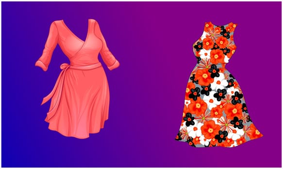 mock up illustration of fashion dress on abstract background
