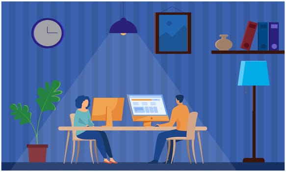 couple is working from home during lock down