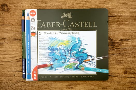 WETZLAR, GERMANY 2020-07-10: FABER CASTELL Watercolour Pencils