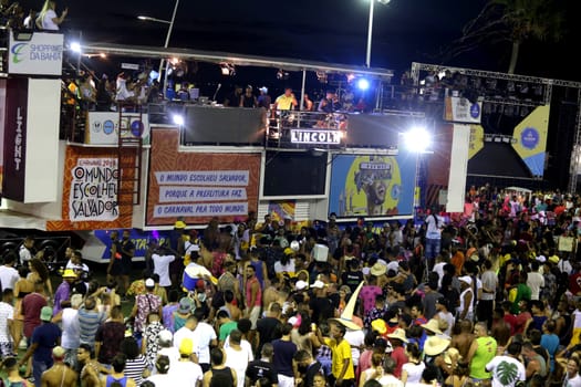 salvador, bahia / brazil - march 3, 2019: Lincoln, lead singer of the band Duas Measurements is seen performing in the Barra district during the Carnival of the city of Salvador.