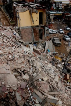 salvador, bahia / brazil - april 27, 2013: ruins of a collapsed property in the Itororo neighborhood in the city of Salvador.