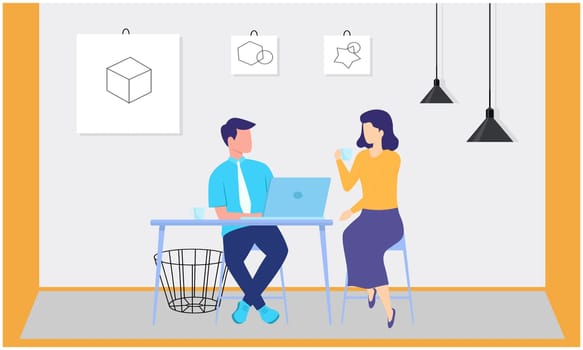 couple is sitting at home and working on laptop