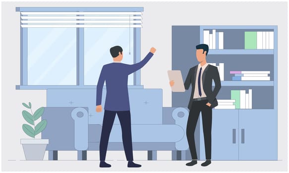 two friends are meeting in office
