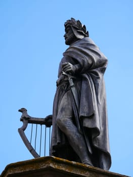 Monument of the poet,poet,troubadour,minstrel and knight Wolfram von Eschenbach am Mark in Wolframs-Eschenbach